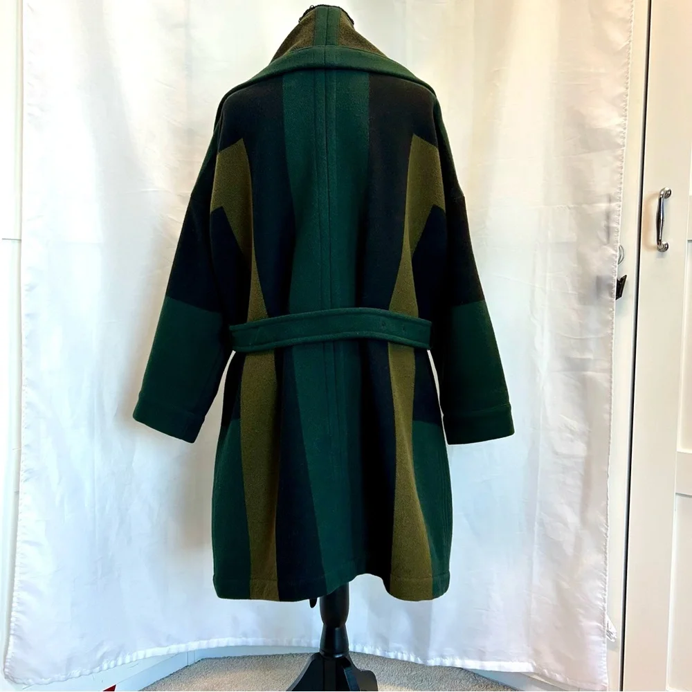 Burberry Brit Green Cherbrooke wool-blend blanket coat belted Sz S RARE! - Picture 6 of 13